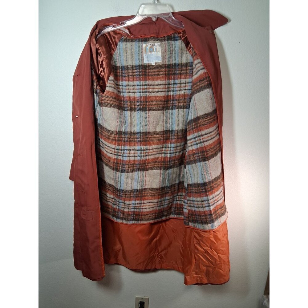 VTG F.A.I. Trench Coat Jacket 70s 80s 90s Y2K Granny Orange Womens Size 12 - Picture 5 of 6
